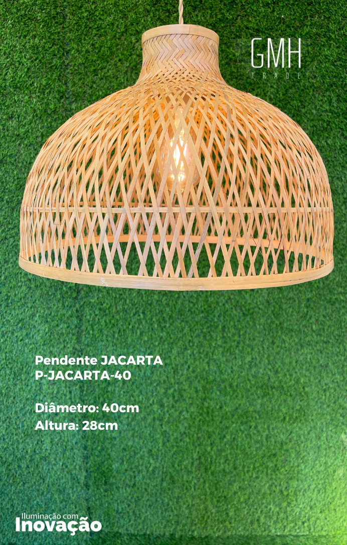 Lúminaria Pendente Rattan de Palha Nova Guine Detalhes